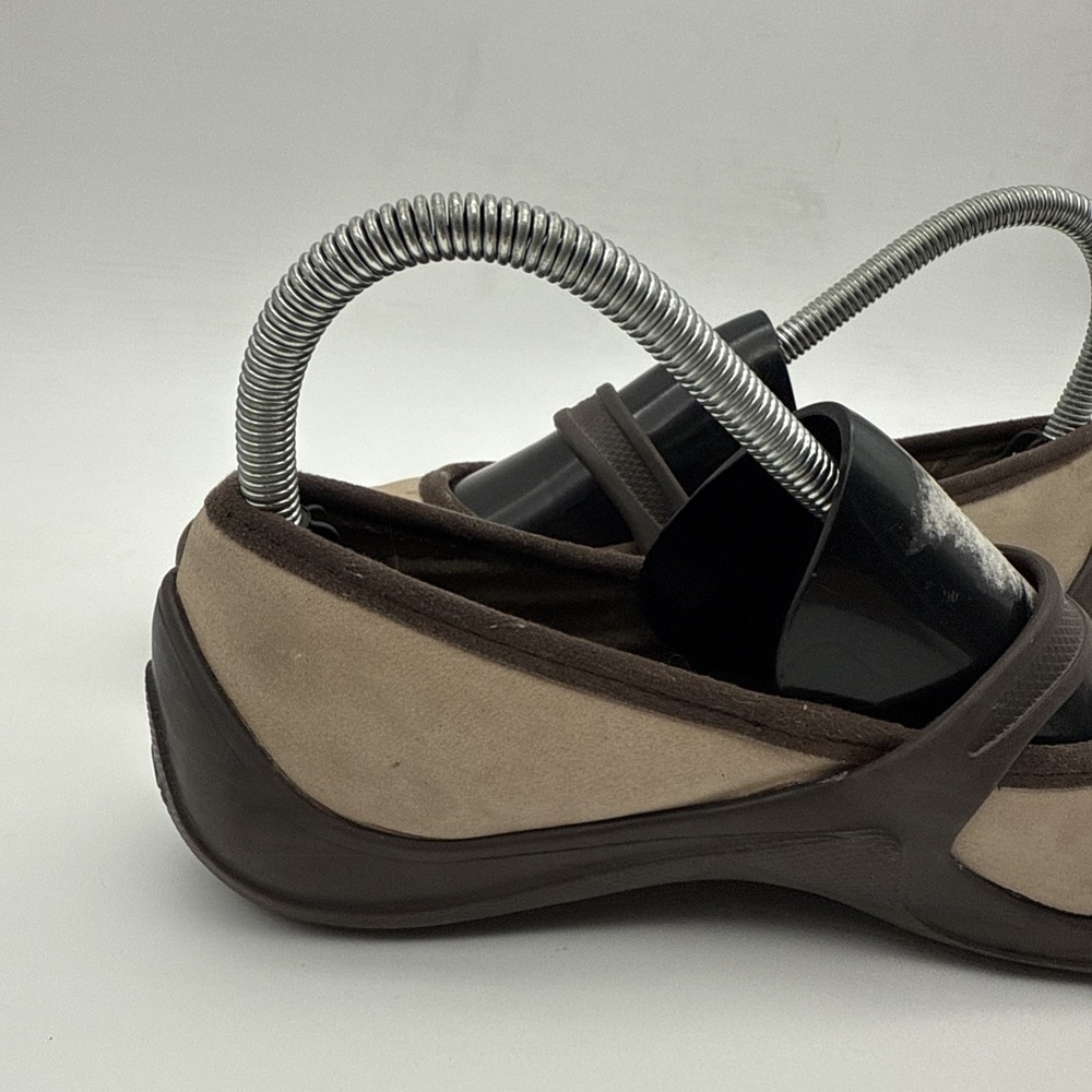 CROCS Mary Jane Flat Ballerina Walking Shoes Womens Sz 6 Espresso Nubuck - Picture 14 of 15